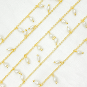 Pearl Dangle Gold Plated 925 Sterling Silver Wire Chain